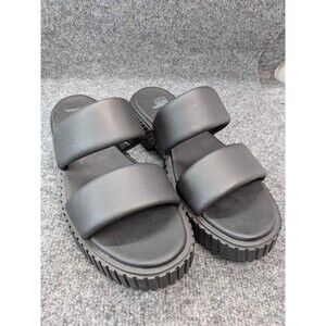 Sorel Womens Size 8.5 ONA Streetworks Slide Black Platform Slip On Sandals